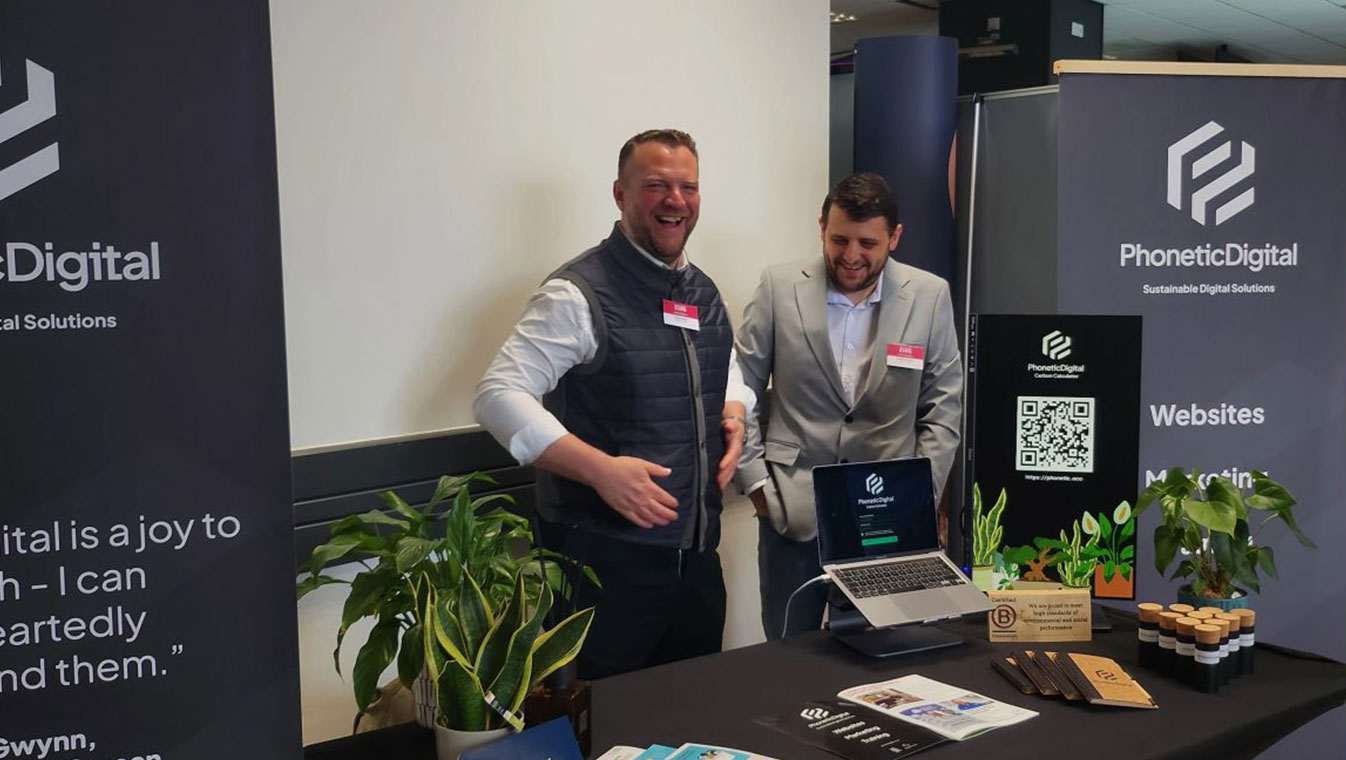 Steven and Matthew having fun at Phonetic Digitals North East Expo Stand - Phonetic Digital