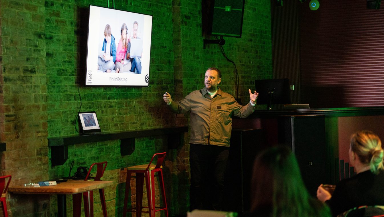 Steven giving a talk