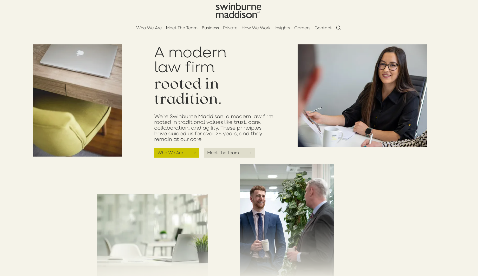 Screenshot of Swinburne Maddison's homepage