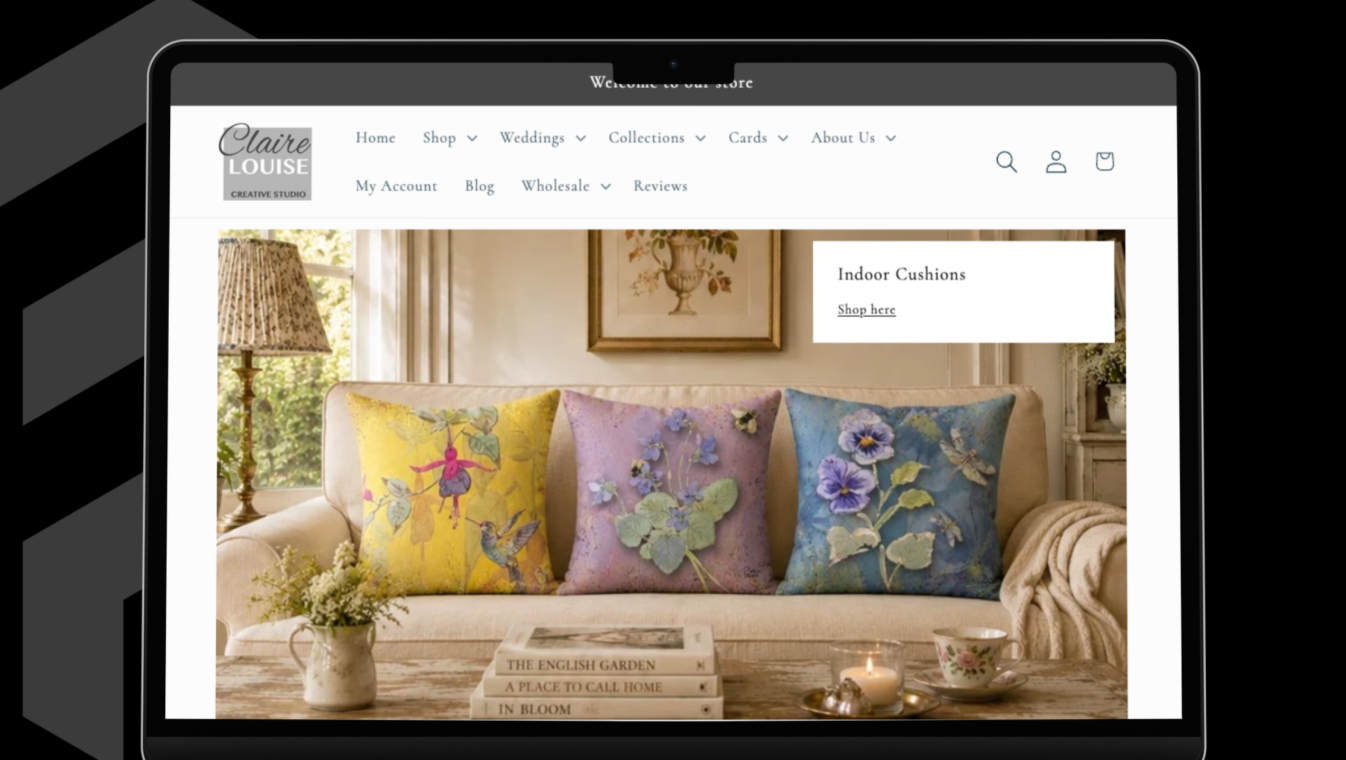 Screenshot of the Claire Louise website on a computer screen